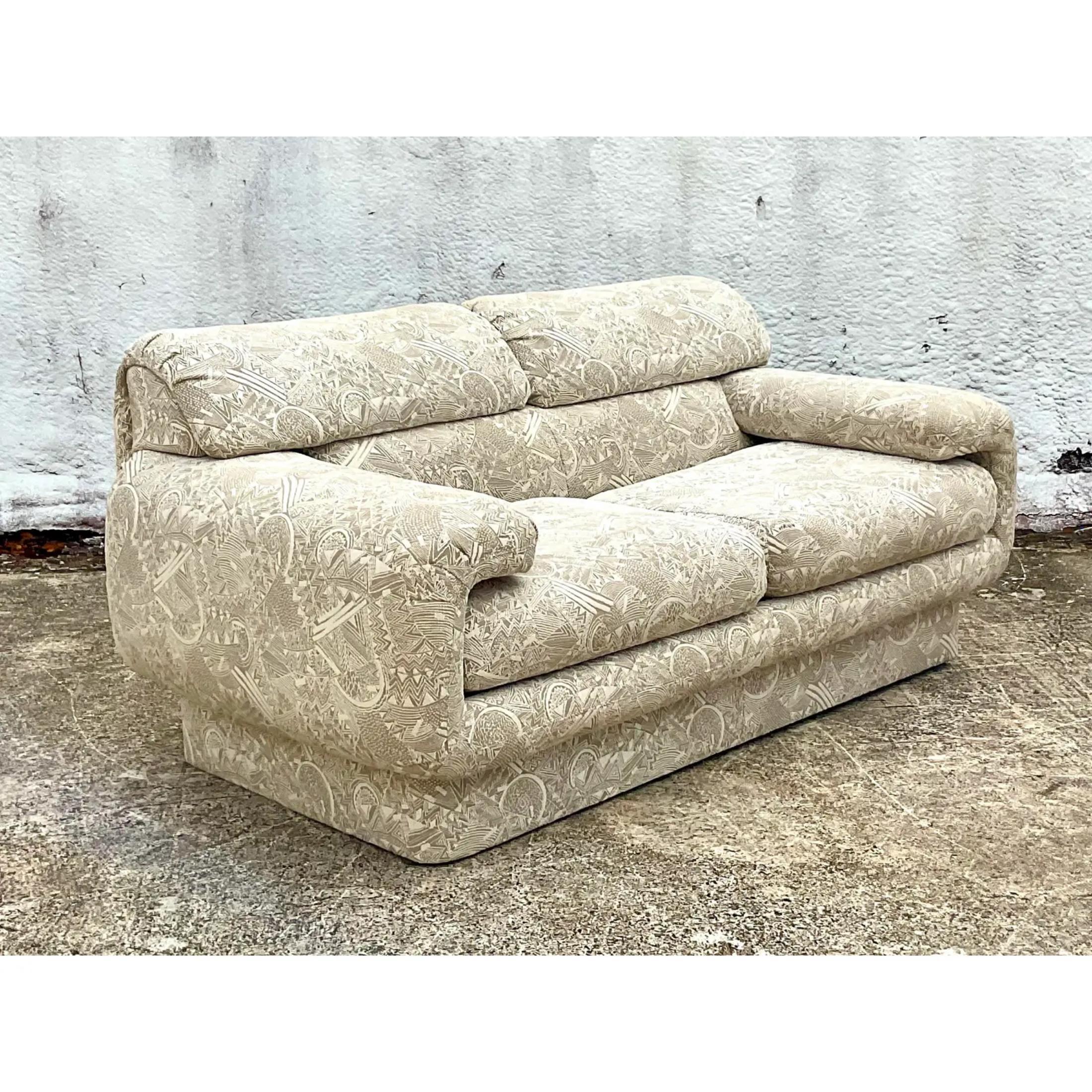 Contemporary Marge Carson Jacquard Gondola Sofa 4
