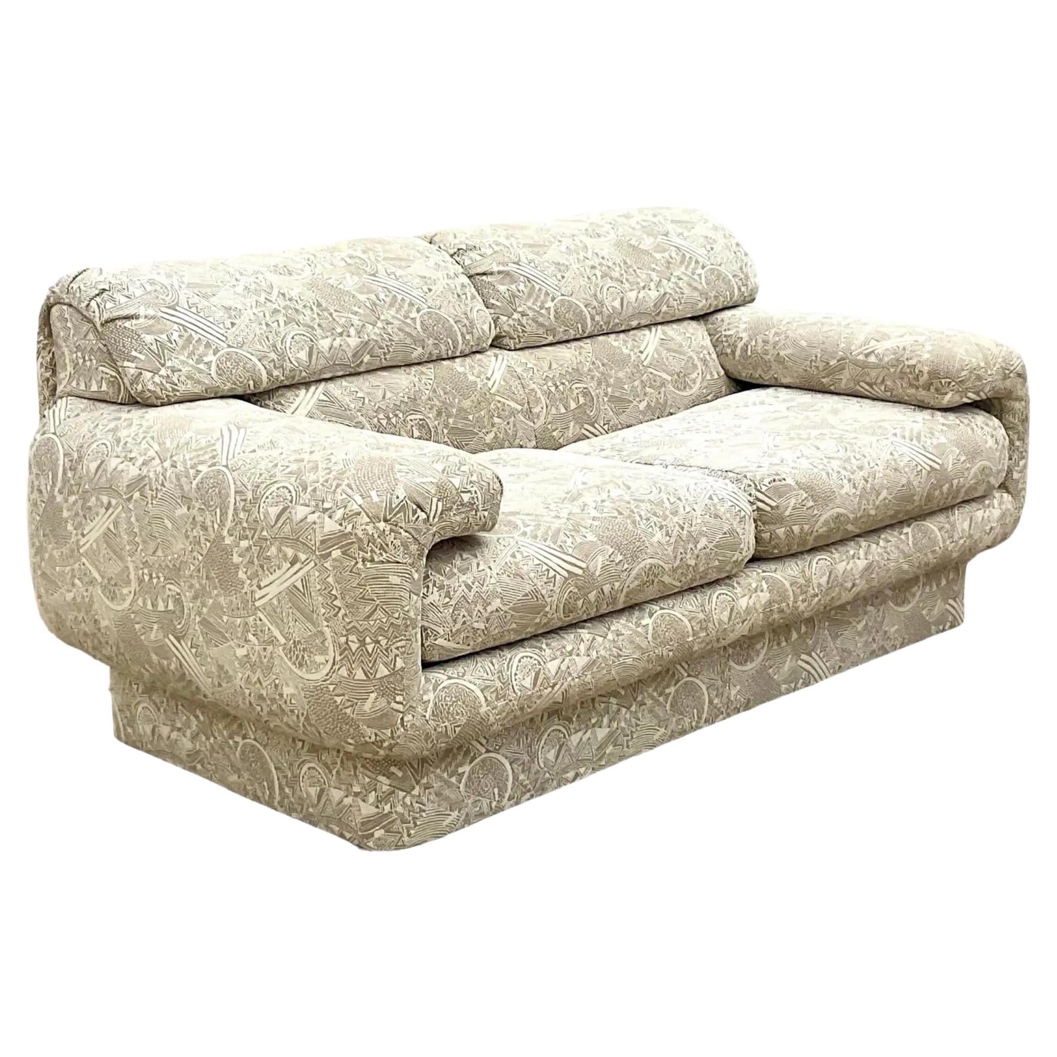 Contemporary Marge Carson Jacquard Gondola Sofa For Sale