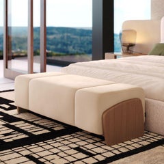 Contemporary Margem Bank mit weichem Stoff und Natur Eiche Mate gemacht