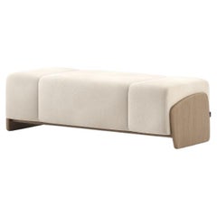 Contemporary Margem Bench made with Soft Fabric and Natural Oak Mate