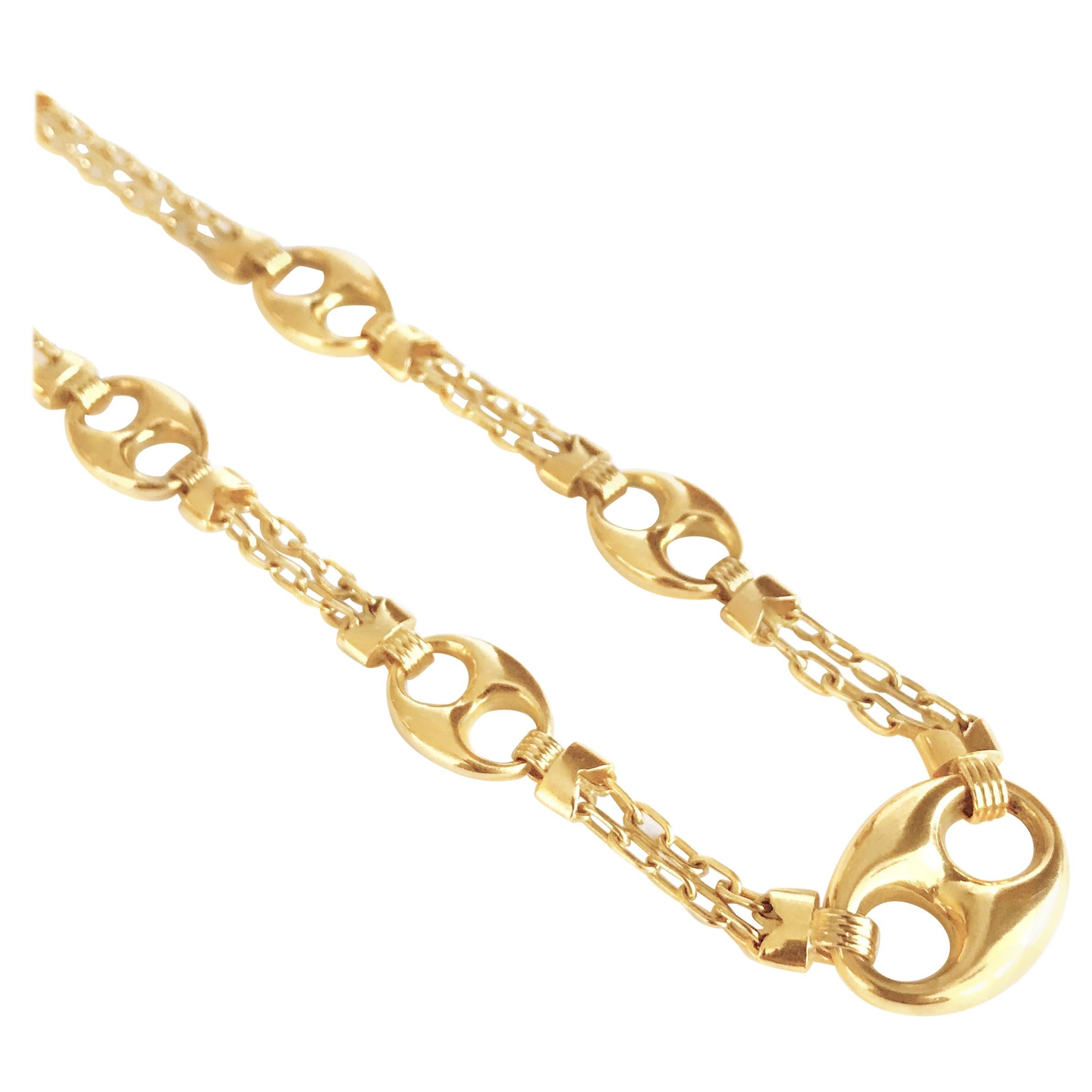 Contemporary "Marina" Yellow Gold Link Necklace  For Sale