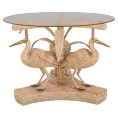Contemporary Mario Lopez Torres Large Woven Rattan Crane Table