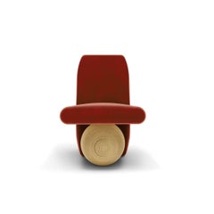 Contemporary Maroon Velvet Wooden Ball Chair Round by Masquespacio