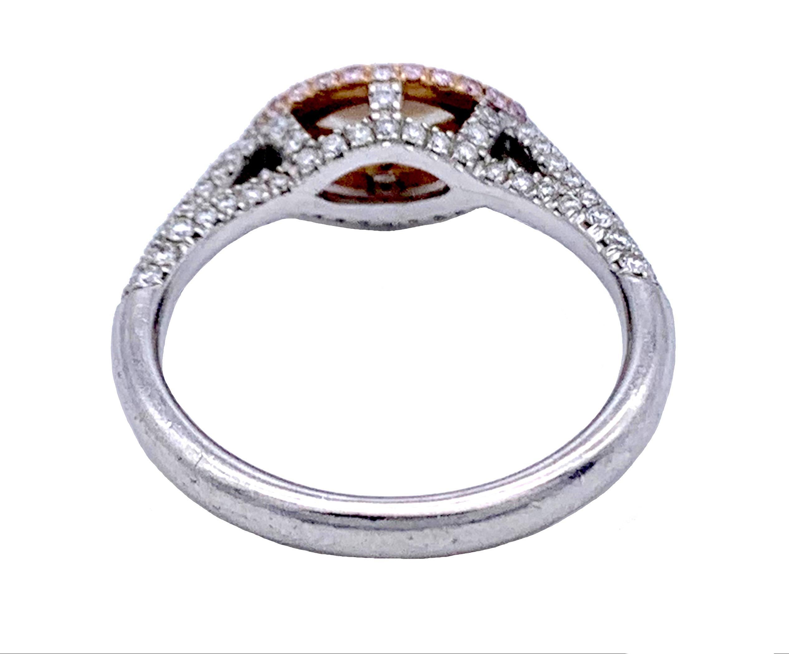 Marquise Cut Contemporary 0.50 Marquise Diamond Pink Diamond  14 Karat Gold Platinum Ring For Sale