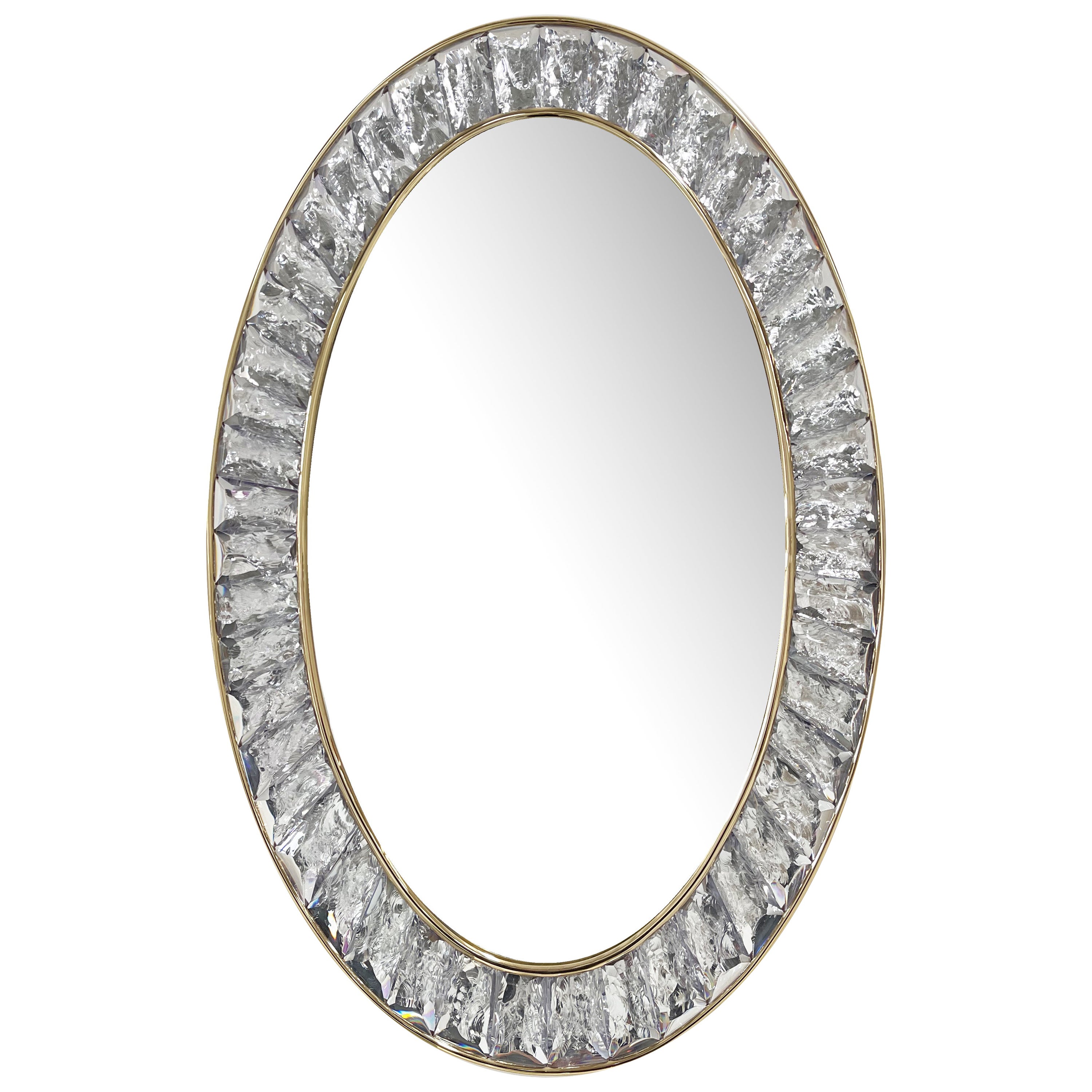 Contemporary Martelè Mirror Handmade Crystal, Brass and 24ktGold by Ghirò Studio