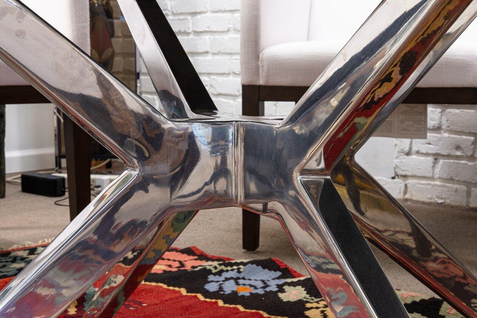 20th Century Contemporary Maslow Spider Walnut and Polished Aluminum Round Dining Room Table