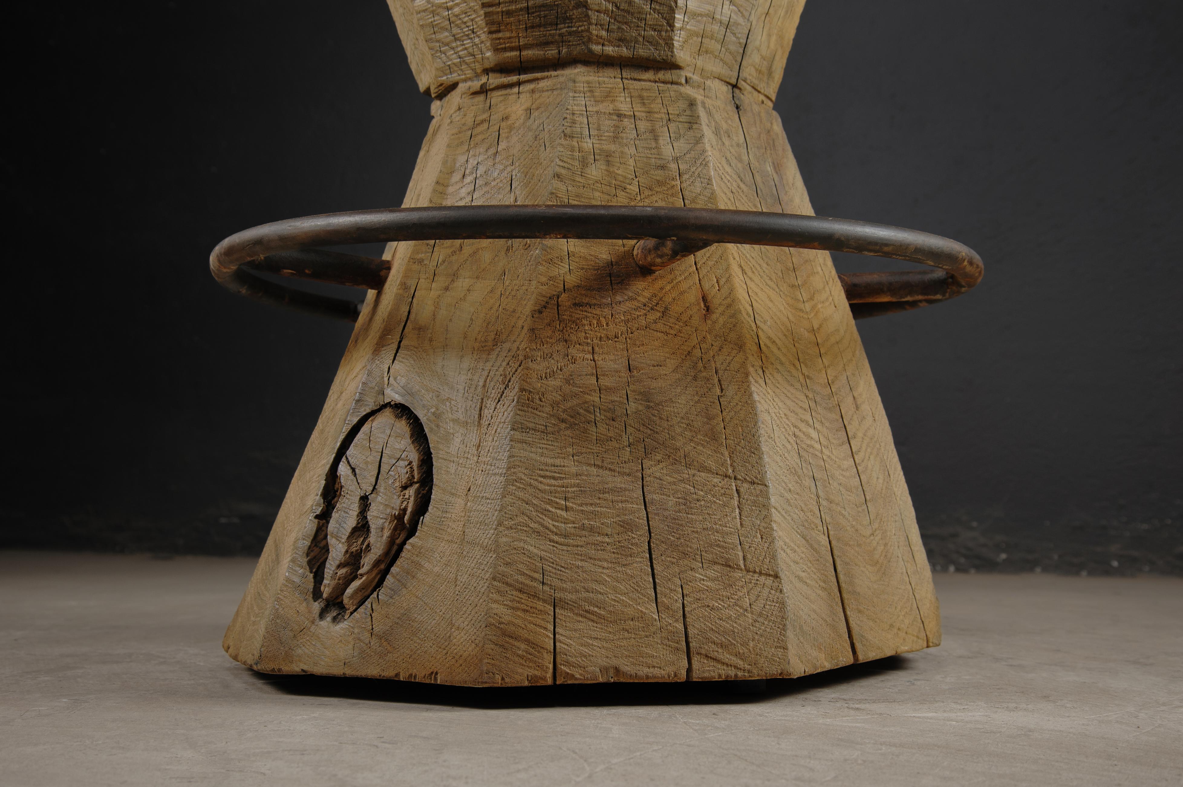 Contemporary Massive Counter Stool in Solid Oak Wood by Denis Milovanov For Sale 5