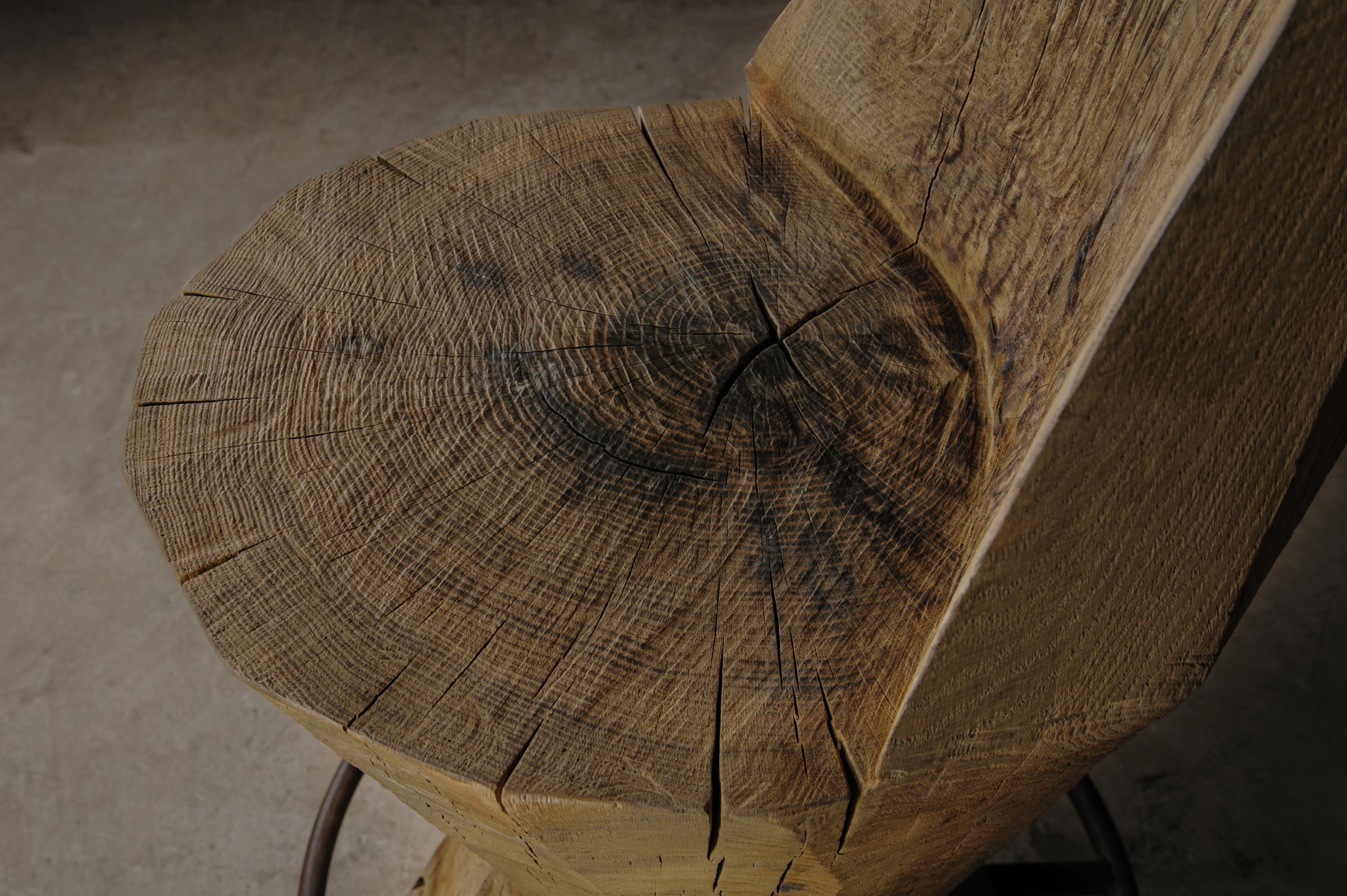 Contemporary Massive Counter Stool in Solid Oak Wood by Denis Milovanov For Sale 8