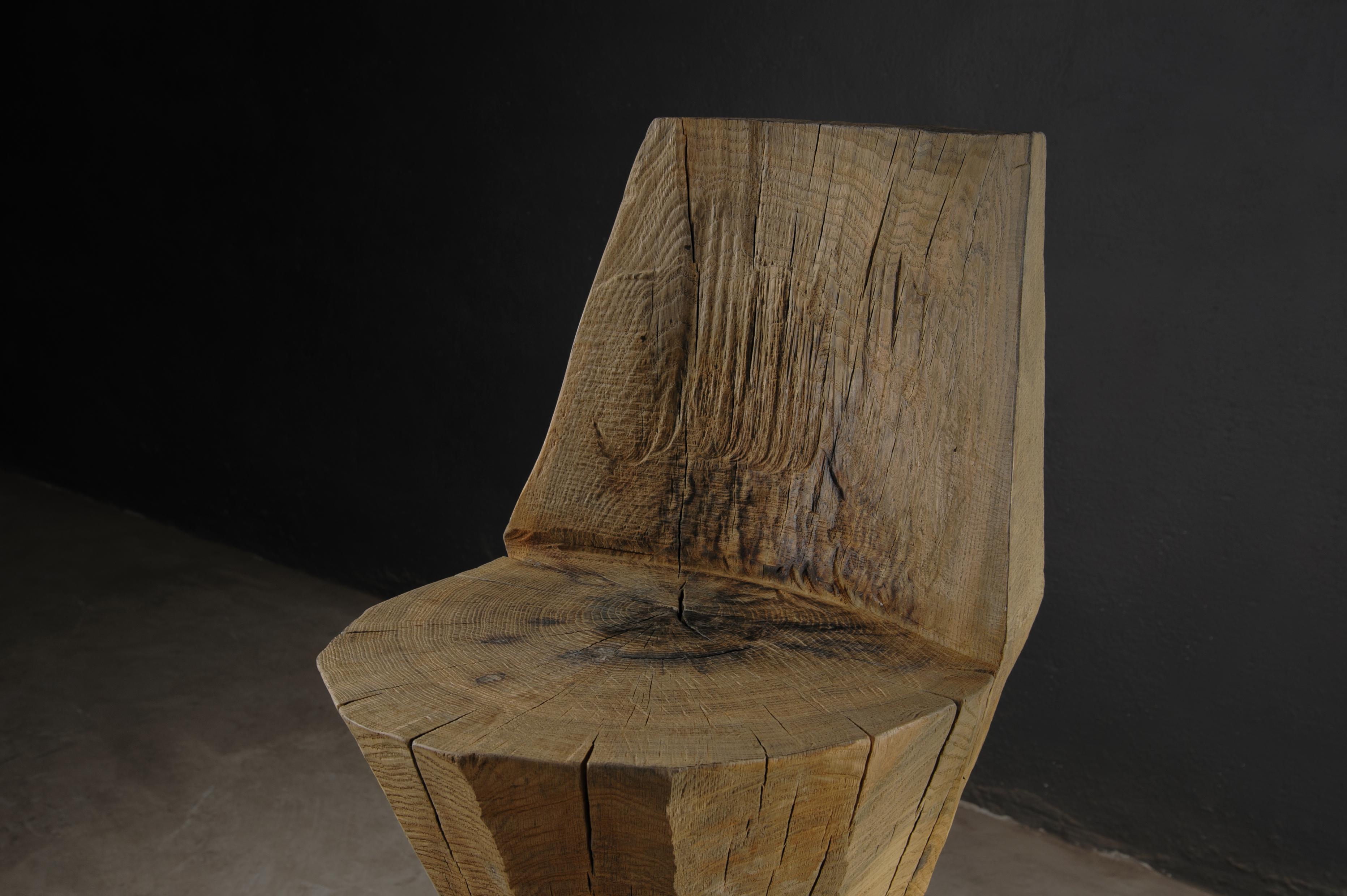 Contemporary Massive Counter Stool in Solid Oak Wood by Denis Milovanov For Sale 1