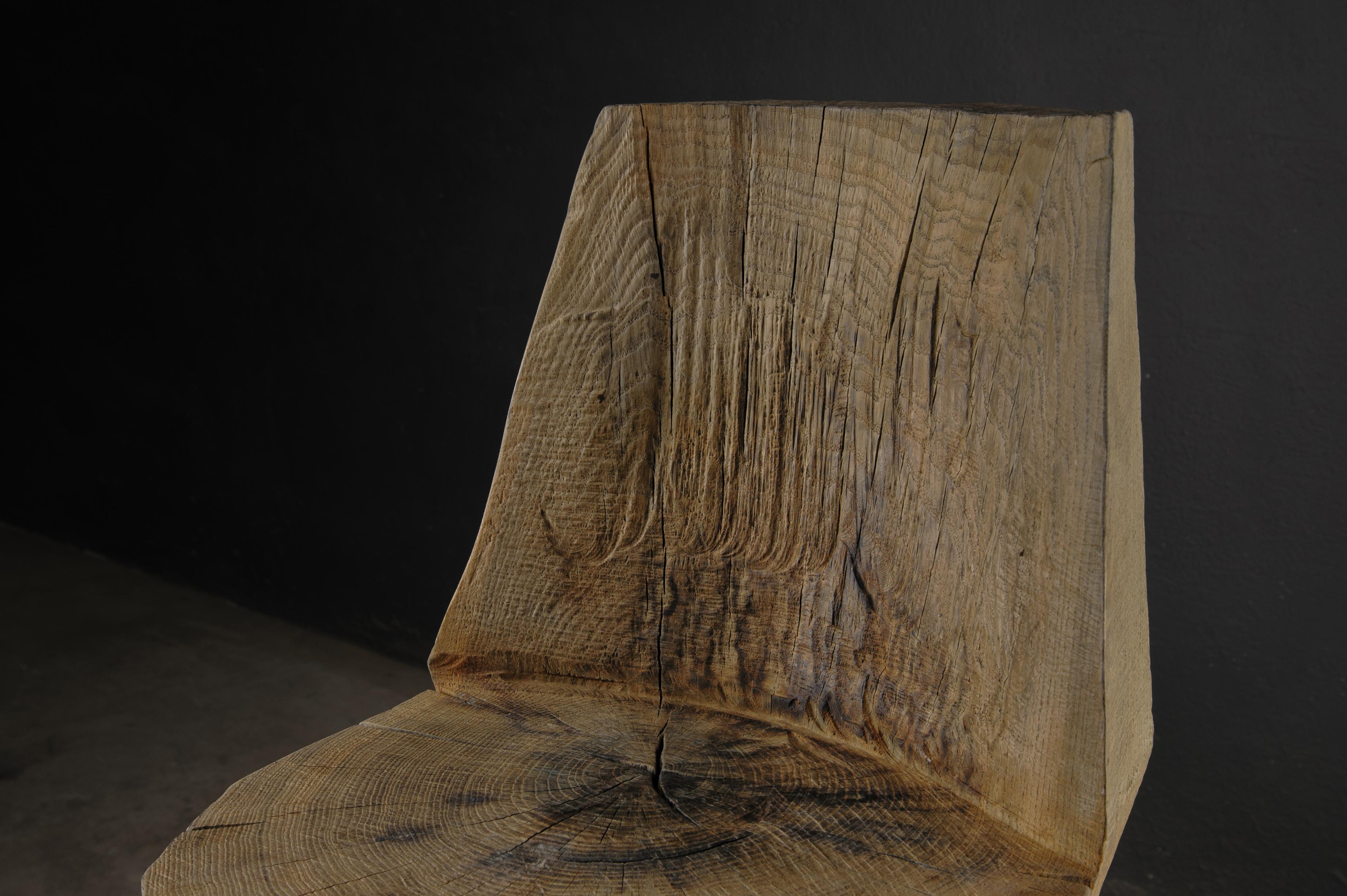 Contemporary Massive Counter Stool in Solid Oak Wood by Denis Milovanov For Sale 2