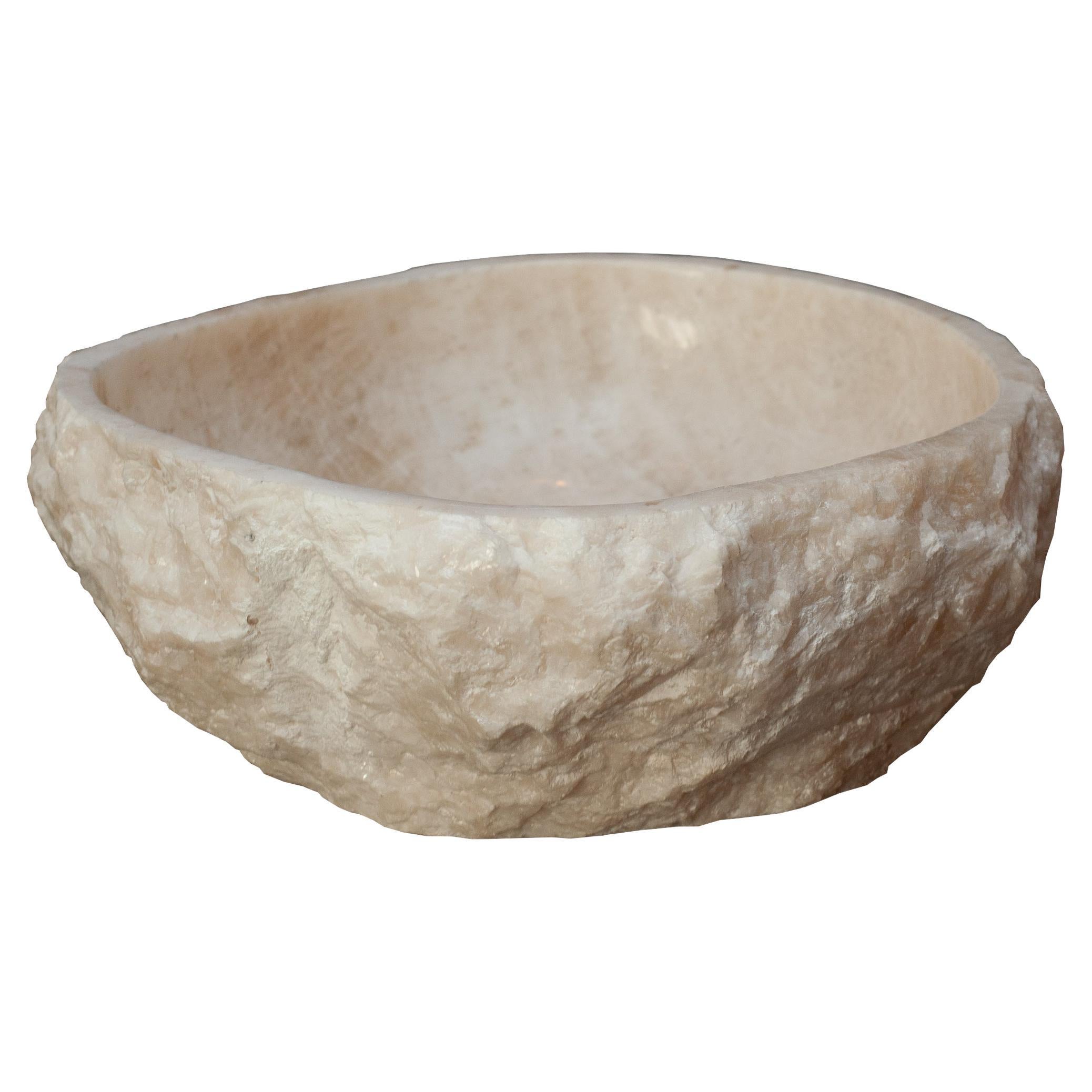 Contemporary Massive Raw Edge Banded Onyx Bowl