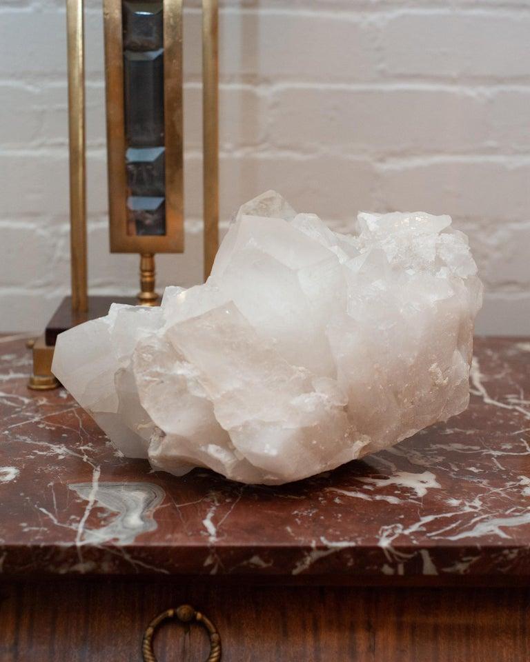 Contemporary Massive Rock Crystal White / Clear Quartz Point Cluster For Sale 1