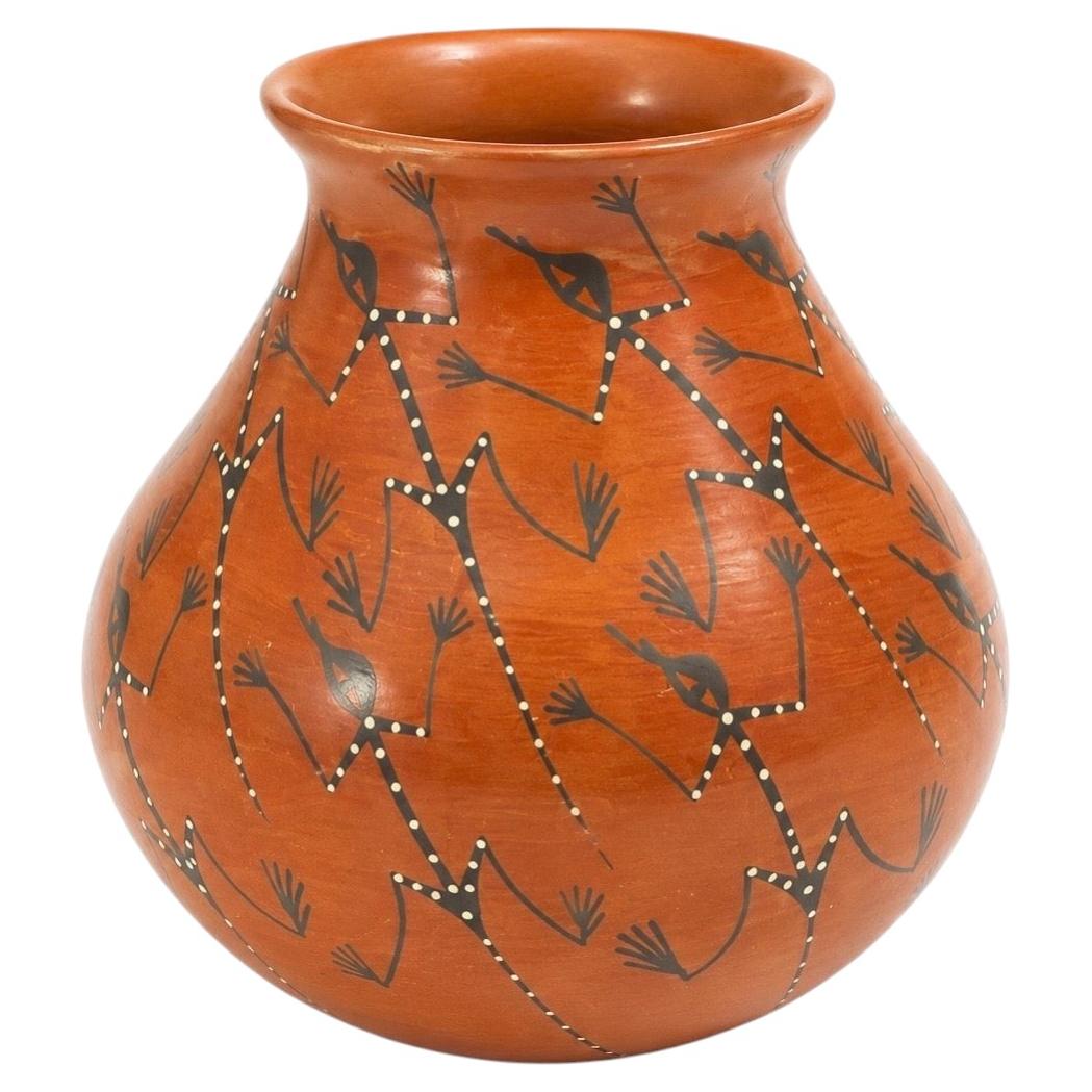 Contemporary Mata Ortiz Pottery Vase by Lucy Mora, Hand-Coiled Red Clay Vessel
