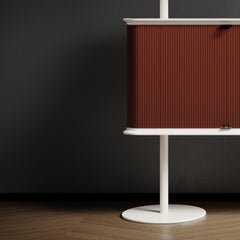 Contemporary Matias Sagaría Bookcase Storage Doble-Sided Metal Wood Red White
