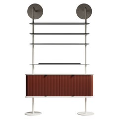 Contemporanea Matias Sagaría Libreria Contenitore Bifacciale Metallo Legno Rosso Bianco