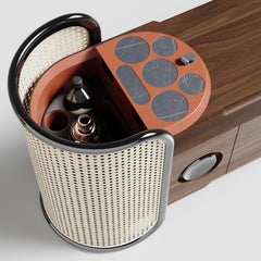 Contemporary Matias Sagaría Cocktail Cabinet Viennese Straw Italian Walnut