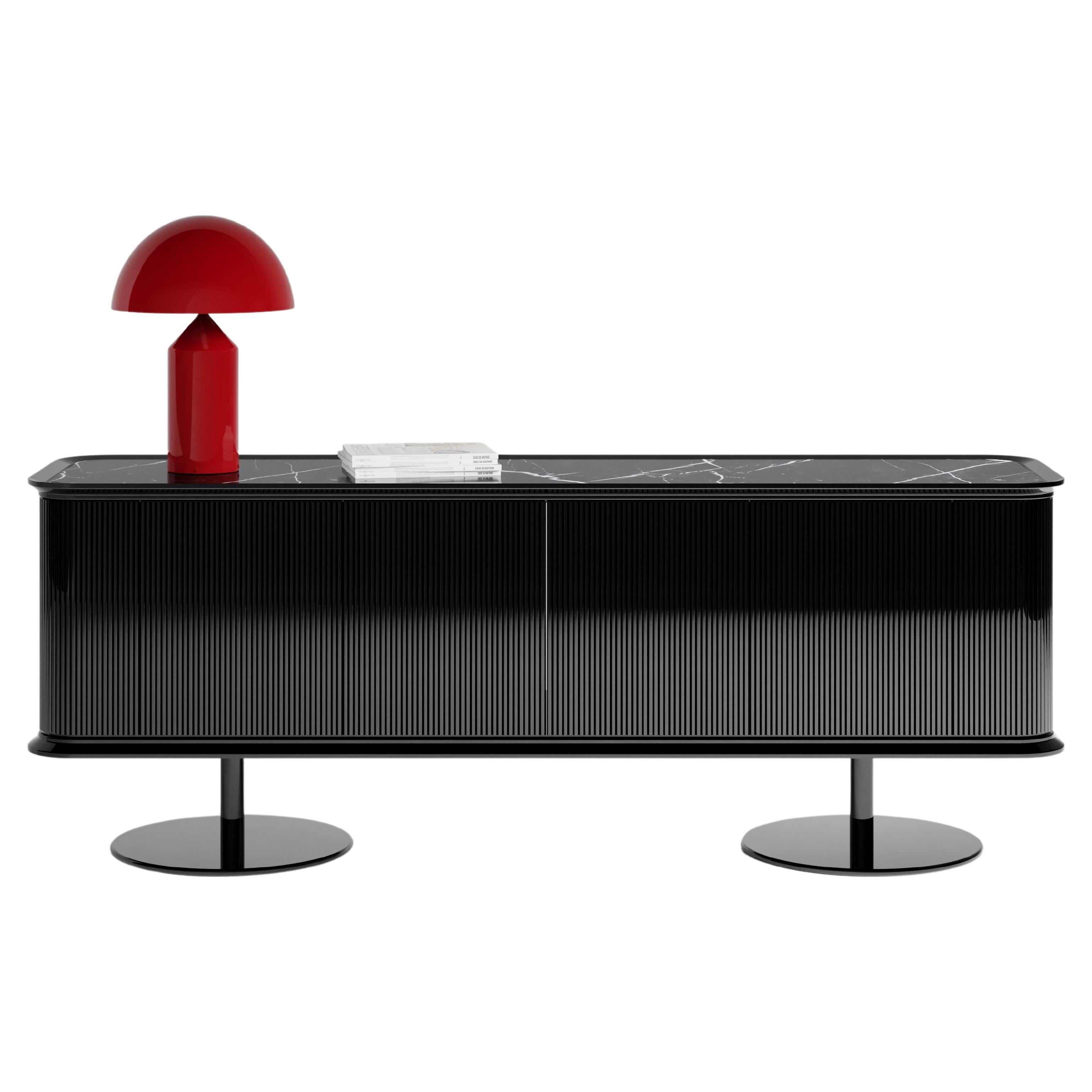 Contemporary Matias Sagaría Double-Sided Sideboard Wood Marquiña Marble Black For Sale