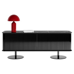 Contemporary Matias Sagaría Double-Sided Sideboard Wood Marquiña Marble Black