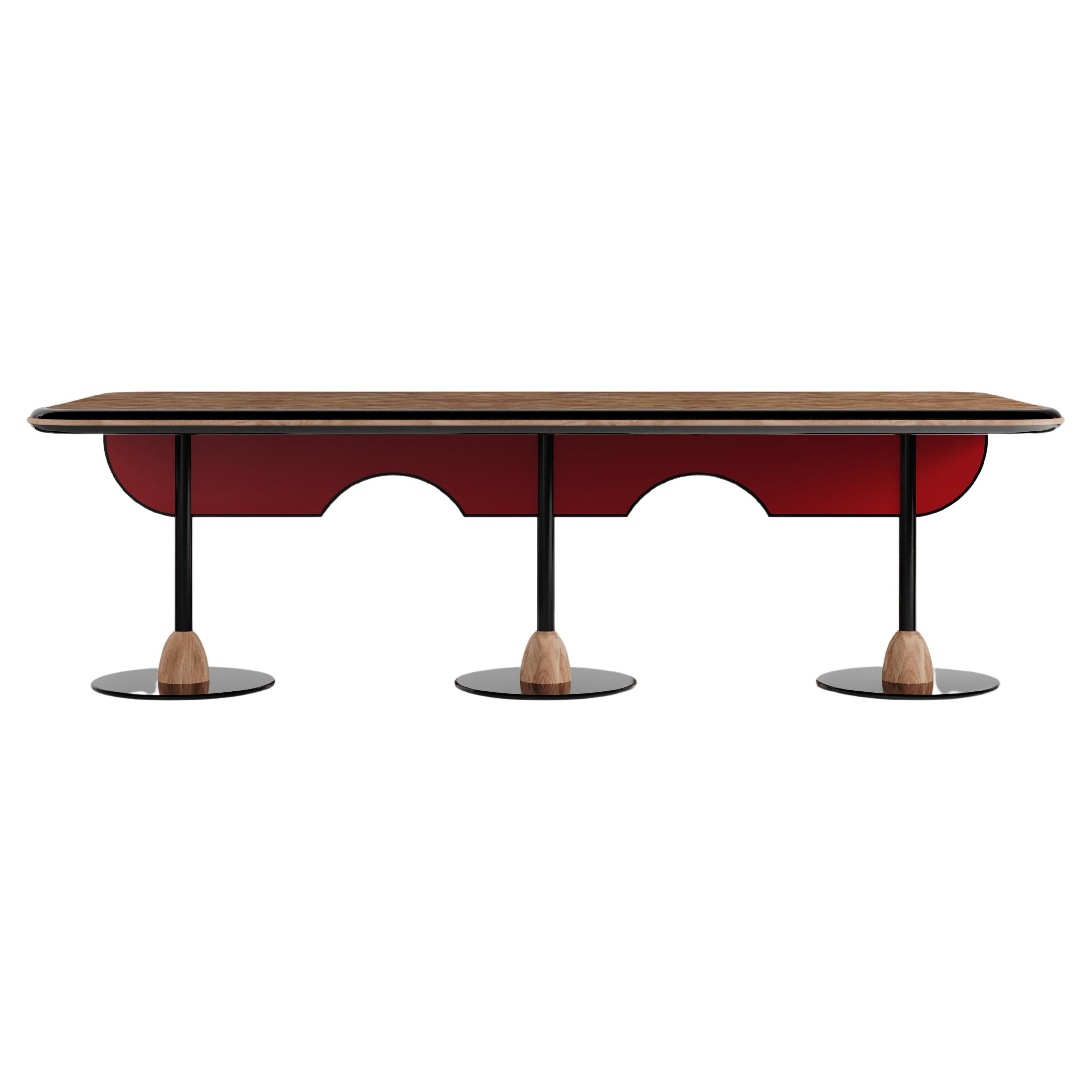 Tavolo da pranzo contemporaneo Matias Sagaría Luxury Root Wood Base in metallo Red Fin