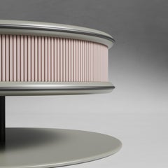 Contemporary Matias Sagaría Round Coffee Table Italian Walnut Marble Top Grey