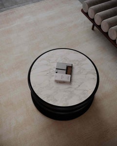 Contemporary Matias Sagaría Round Coffee Table Italian Walnut Marble Top Grey