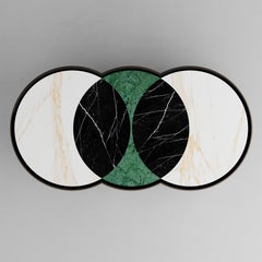 Contemporary Matias Sagaría Rounded Coffee Table Italian Walnut Marble Top Green