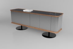 Credenza contemporanea Matias Sagaría Vetro bifacciale Marmo Noce Italiano