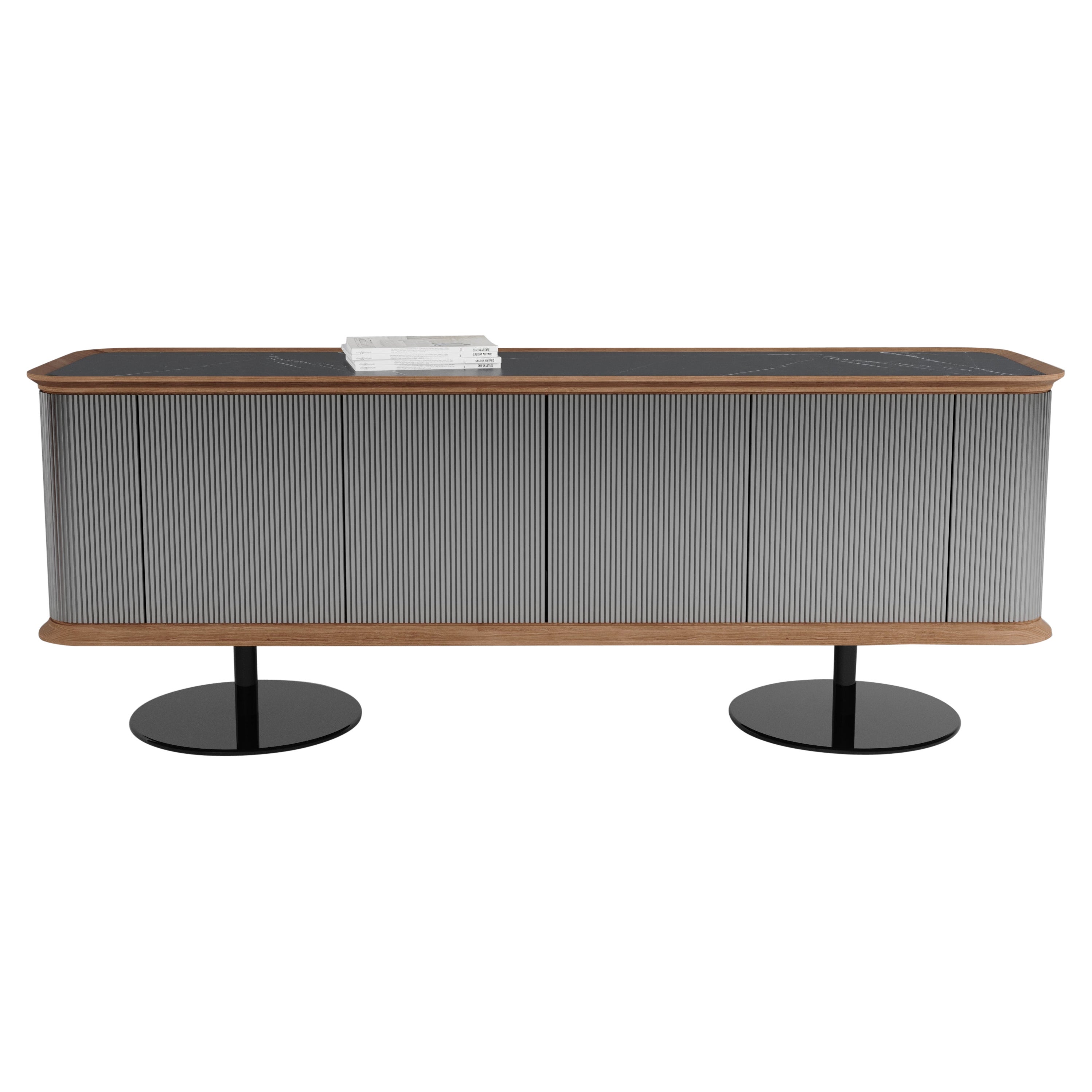 Contemporary Matias Sagaría Sideboard Double-sided Glass Marble Italian Walnut