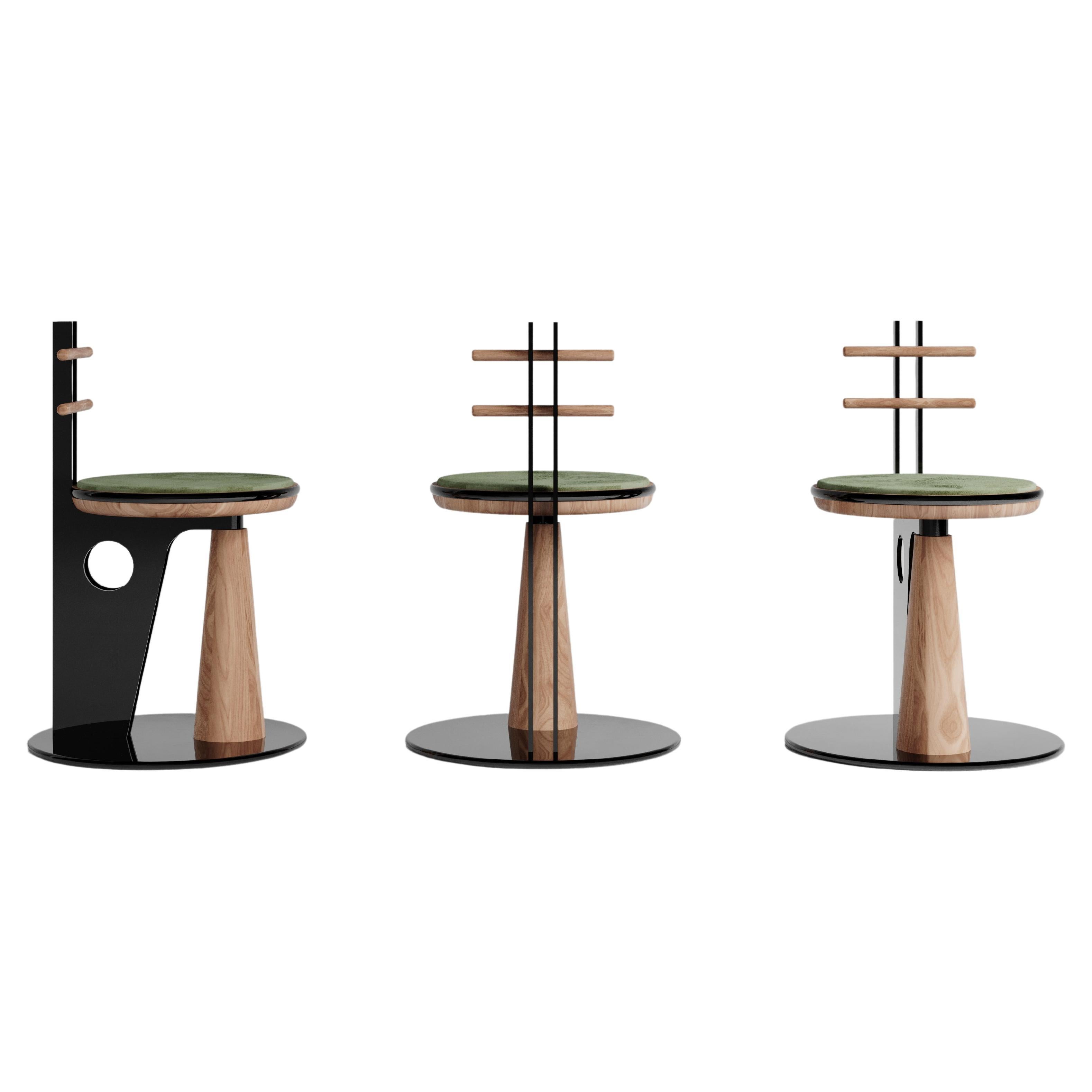 Contemporary Matias Sagaria Velvet Dining Room Chair Metal Italian Walnut Black For Sale