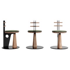 Contemporary Matias Sagaria Velvet Dining Room Chair Metal Italian Walnut Black