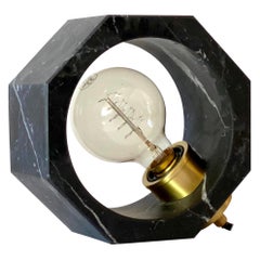 Contemporary Matlight Octagon Minimalist Table Lamp in Black Marquina Marble