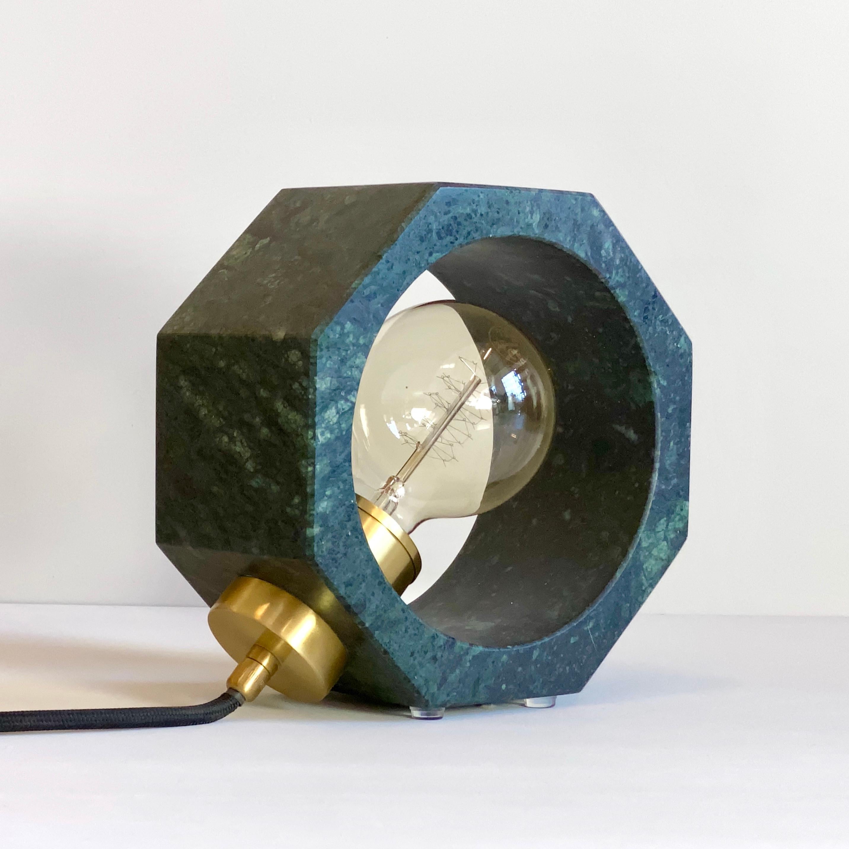 Contemporary Matlight Essential Octagon Minimalist Table Lamp in Green Marble 1