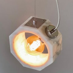 Contemporary Matlight Italian Essential Octagon Minimalist White Marble Pendant