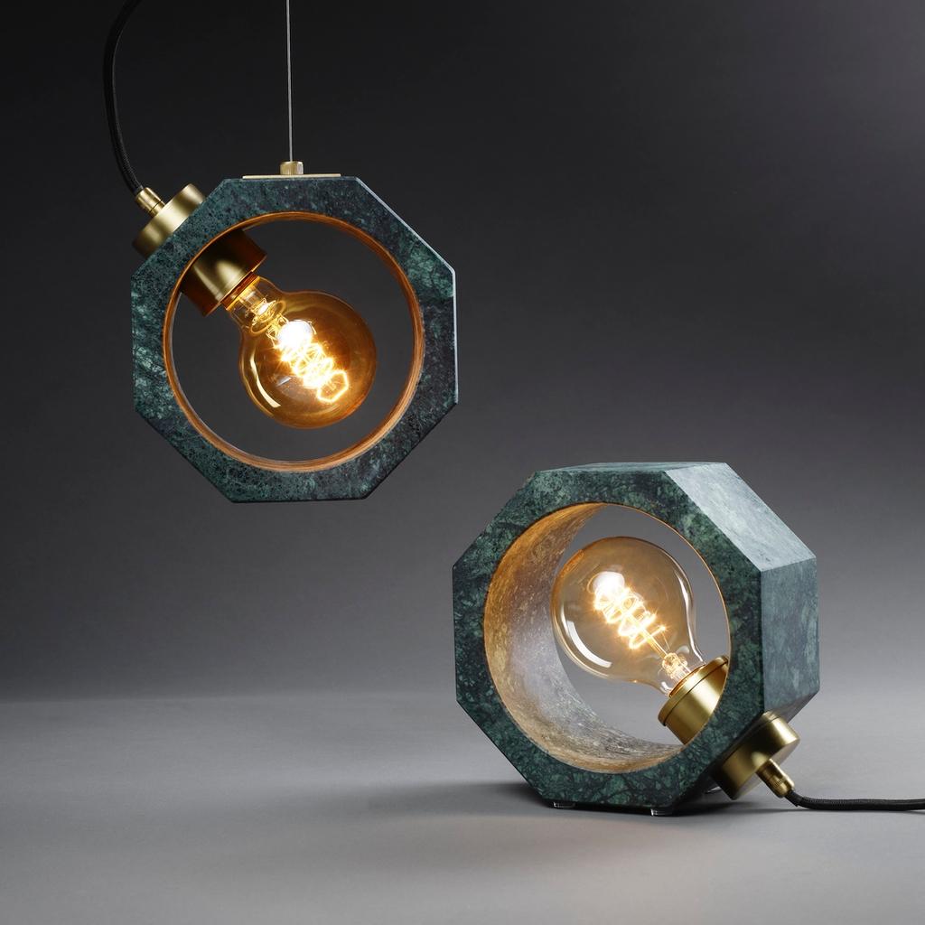 Lampe à suspension contemporaine Matlight italienne essentielle octogonale minimaliste en marbre blanc en vente 1