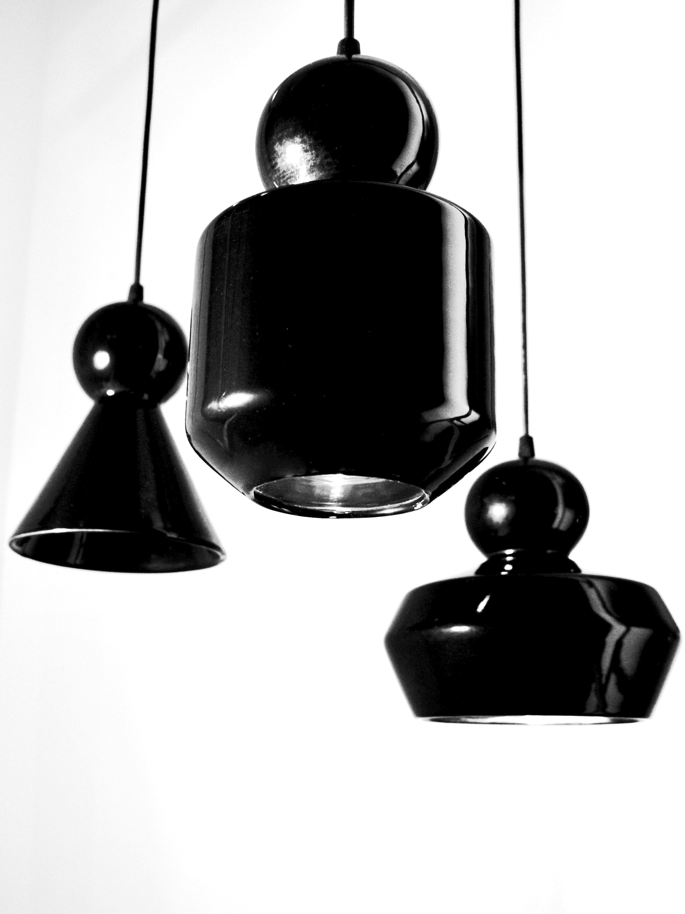 Lampada a sospensione contemporanea in gres nero opaco, design minimalista, LOVER 1.0 in vendita 8