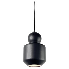 Lampada a sospensione contemporanea in gres nero opaco, design minimalista, LOVER 1.0