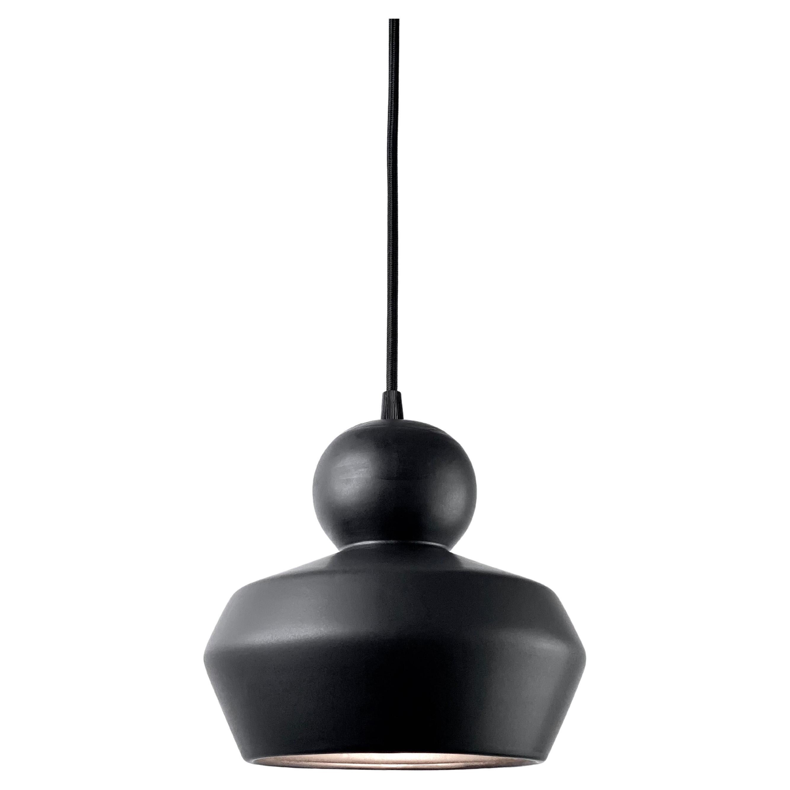 Lampada a sospensione contemporanea in gres nero opaco, design minimalista, LOVER 3.0