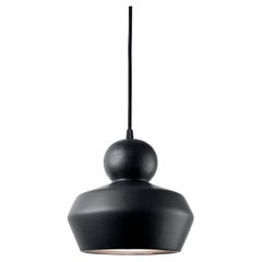 Lampada a sospensione contemporanea in gres nero opaco, design minimalista, LOVER 3.0