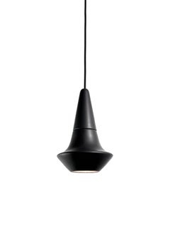 Contemporary Matte Black Stoneware Suspension Lamp, Minimalist Design, SML1