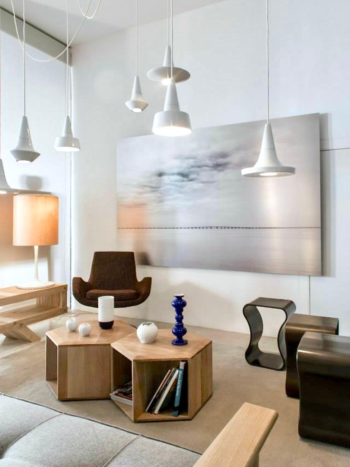 Lampada a sospensione contemporanea in gres nero opaco, design minimalista, SML1 in vendita 1
