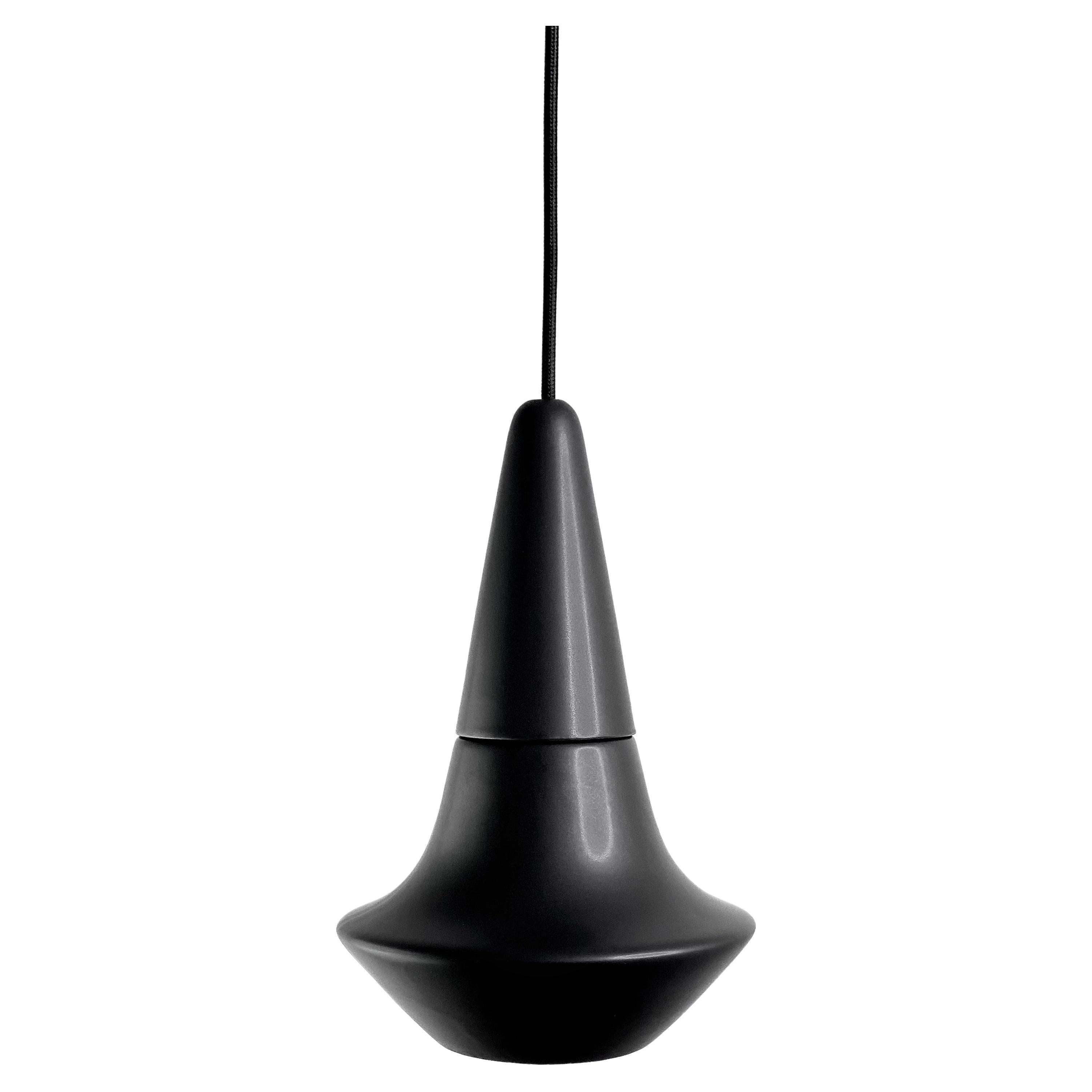 Suspension contemporaine en grès noir mat, design minimaliste, SML1