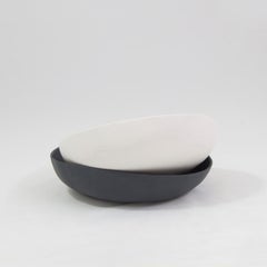Contemporary Decorative Bowls Matte Black/White Porcelain