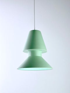 Contemporary Matte Green Stoneware Suspension Lamp, Minimalist Design TWIN 1.1