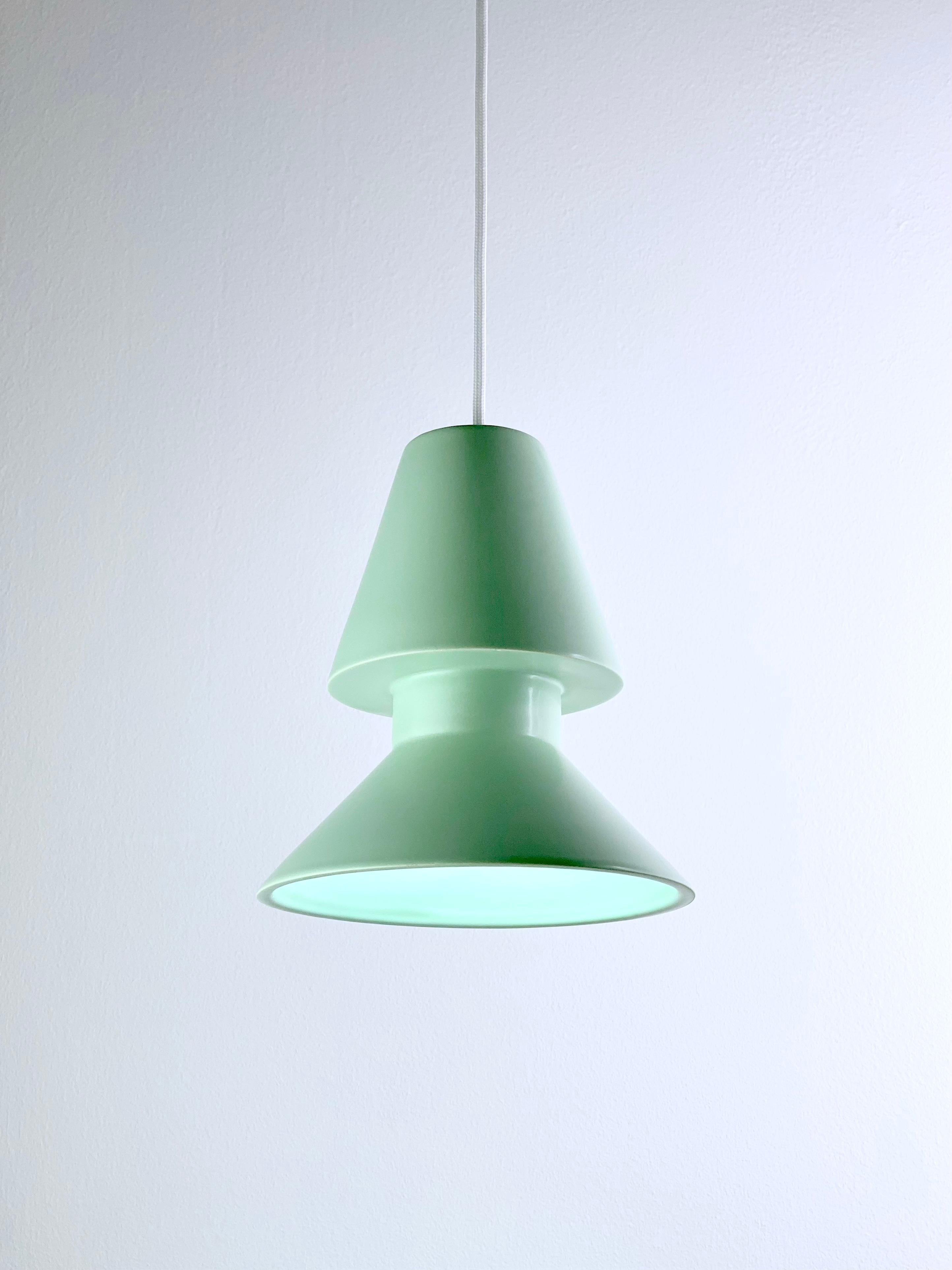 Calco Lampada a sospensione contemporanea in gres verde opaco, design minimalista TWIN 1.1 in vendita