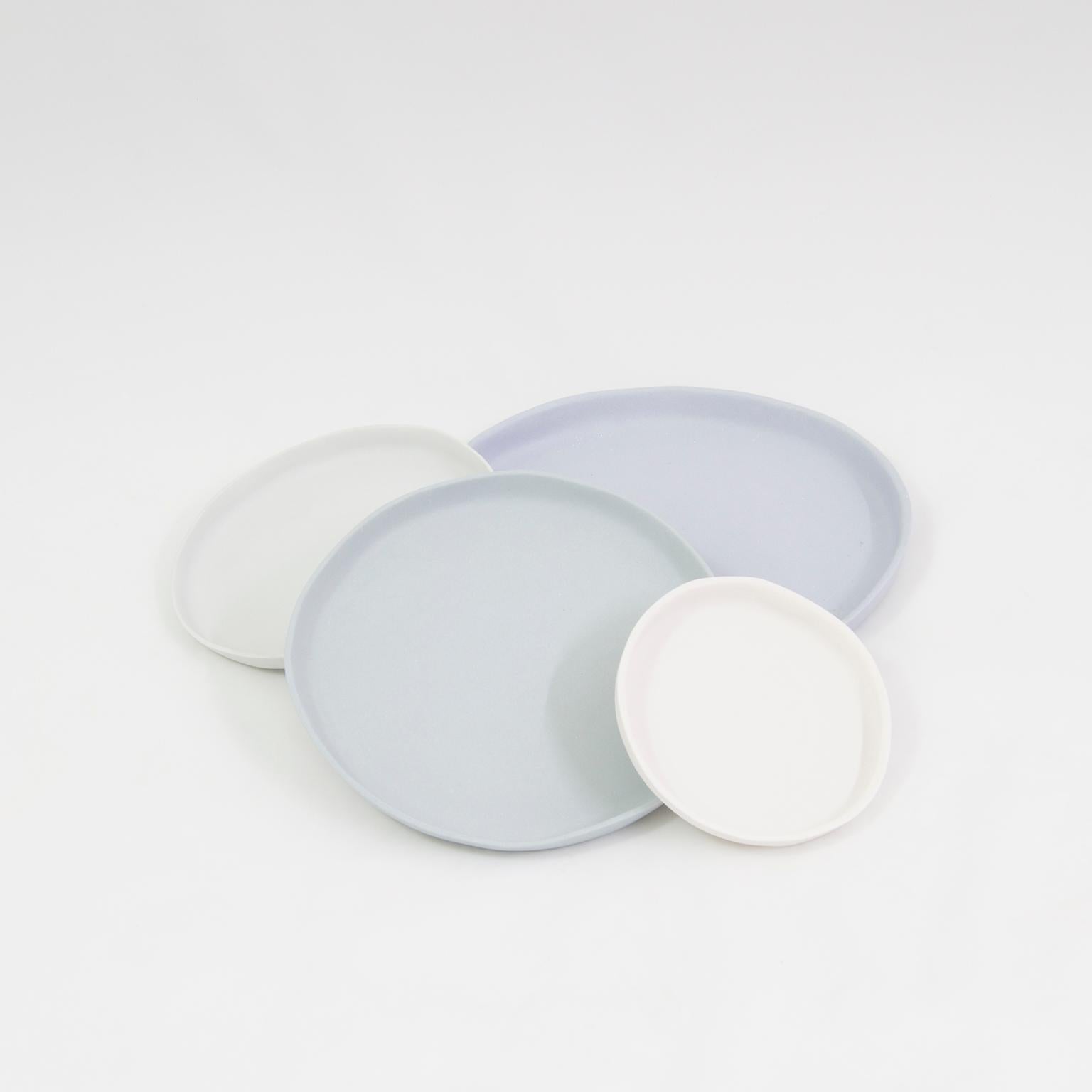 Minimalist Contemporary Service Plates Matte Grey Porcelain For Sale