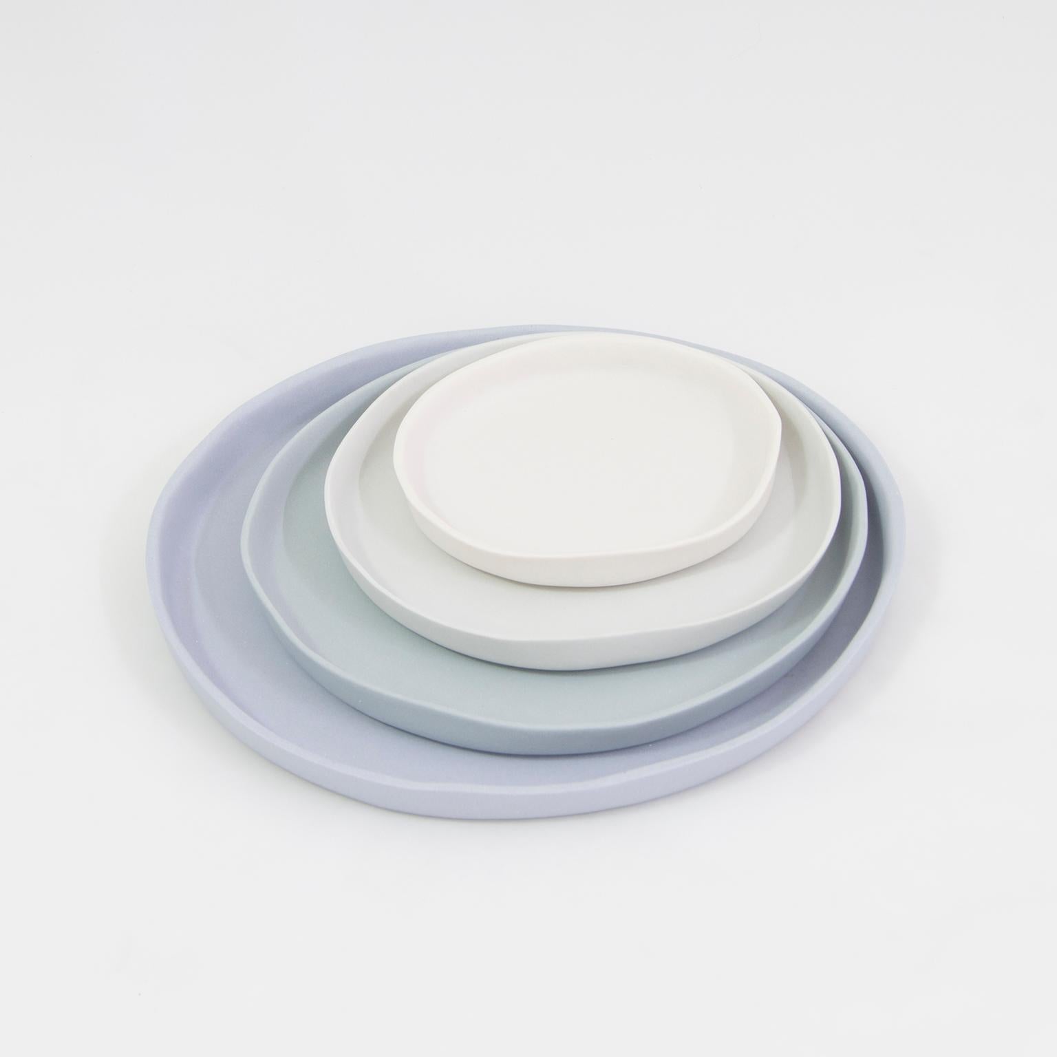 Mexican Contemporary Service Plates Matte Grey Porcelain For Sale