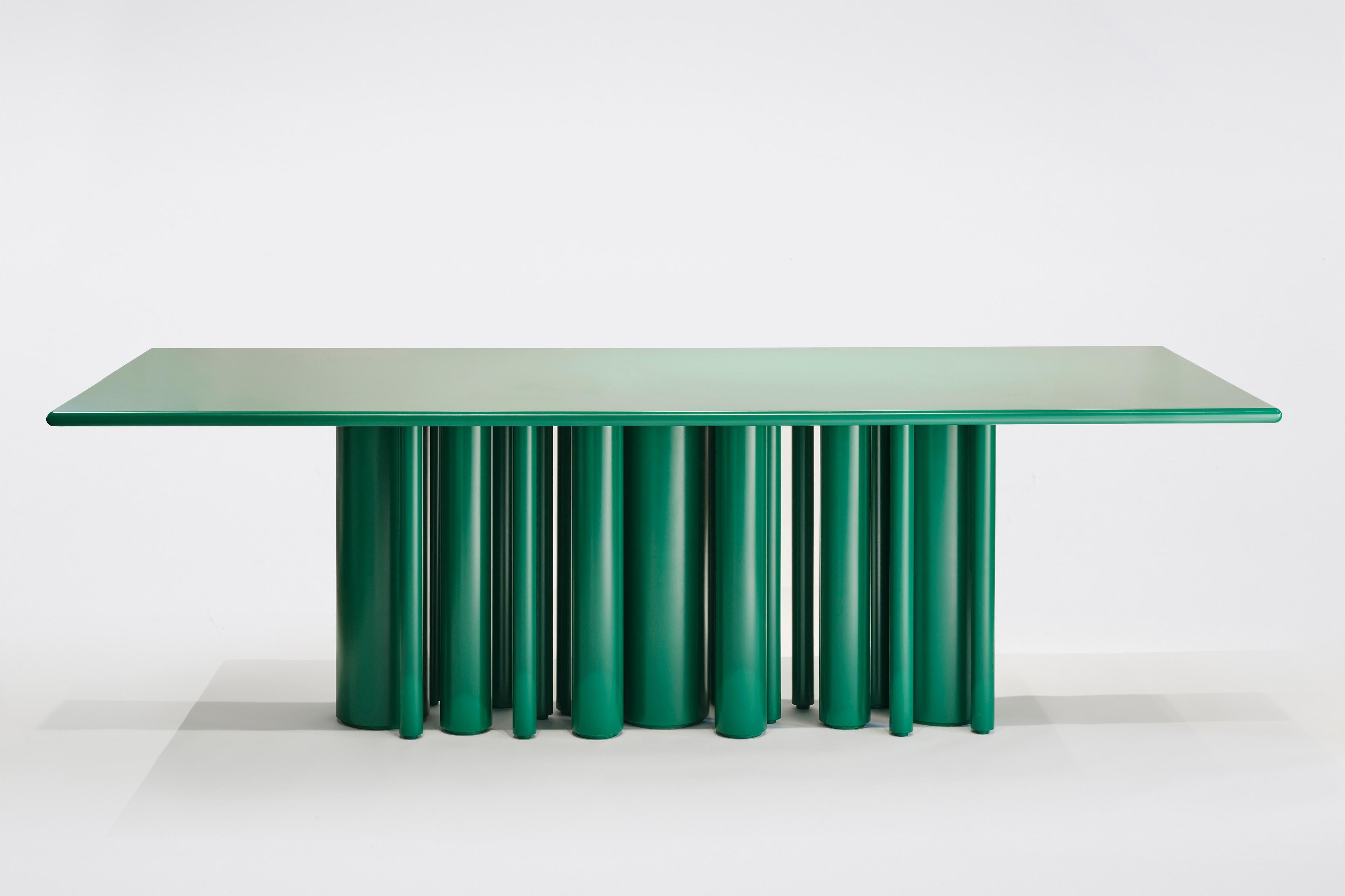 Lacquered Contemporary Matte Lacquer Dining Table in Green, for SoShiro by Interni For Sale