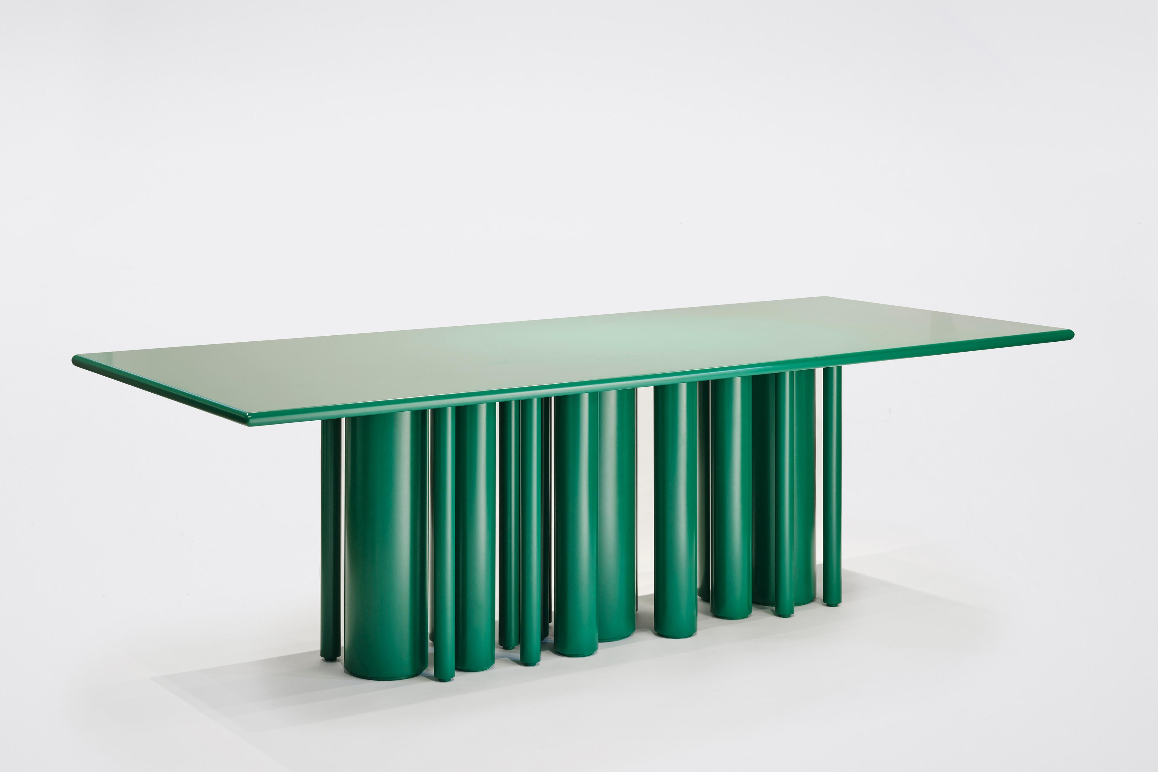 Contemporary Matte Lacquer Dining Table in Green, for SoShiro by Interni In New Condition For Sale In London, GB