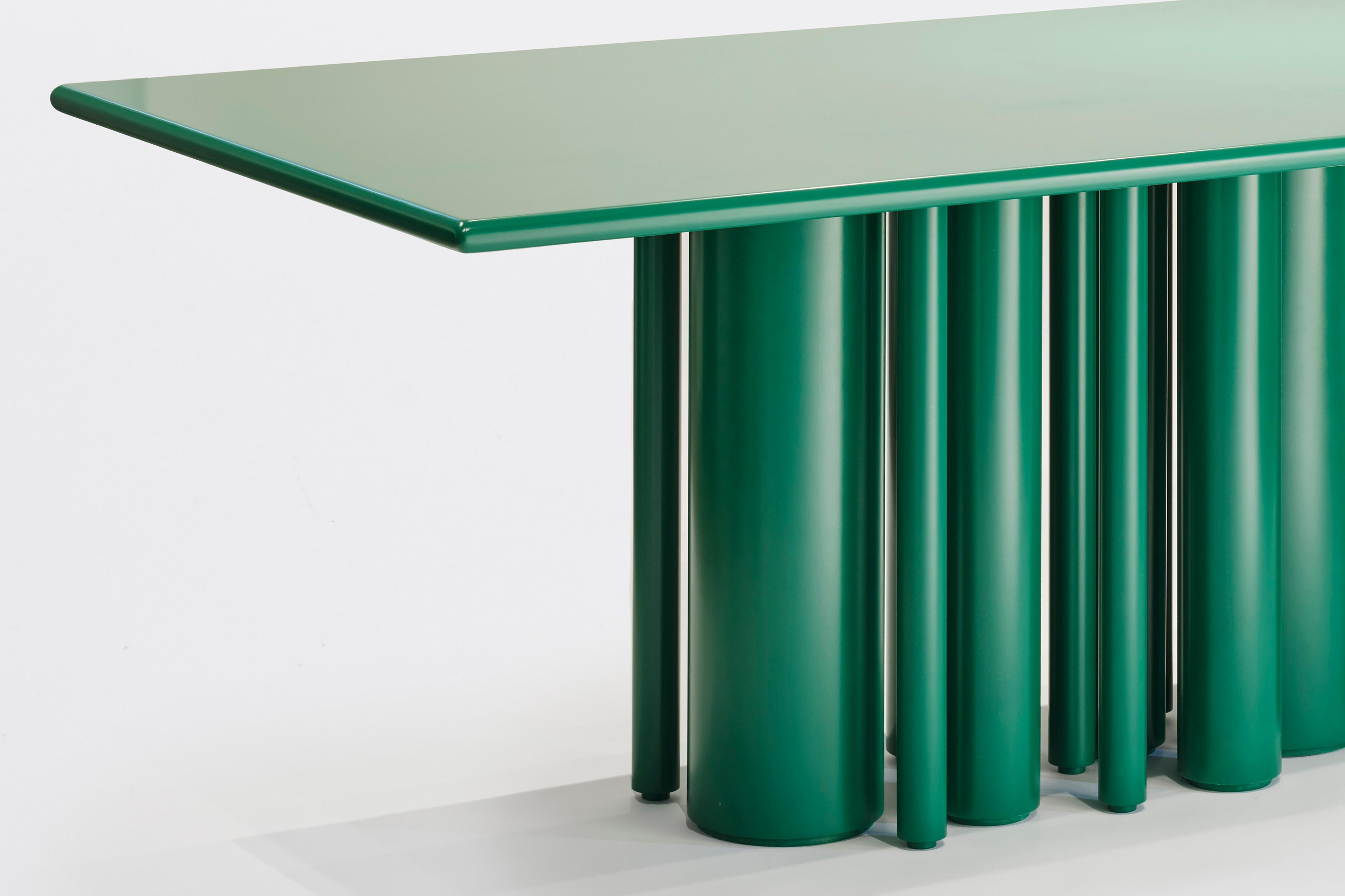 Natural Fiber Contemporary Matte Lacquer Dining Table in Green, for SoShiro by Interni For Sale