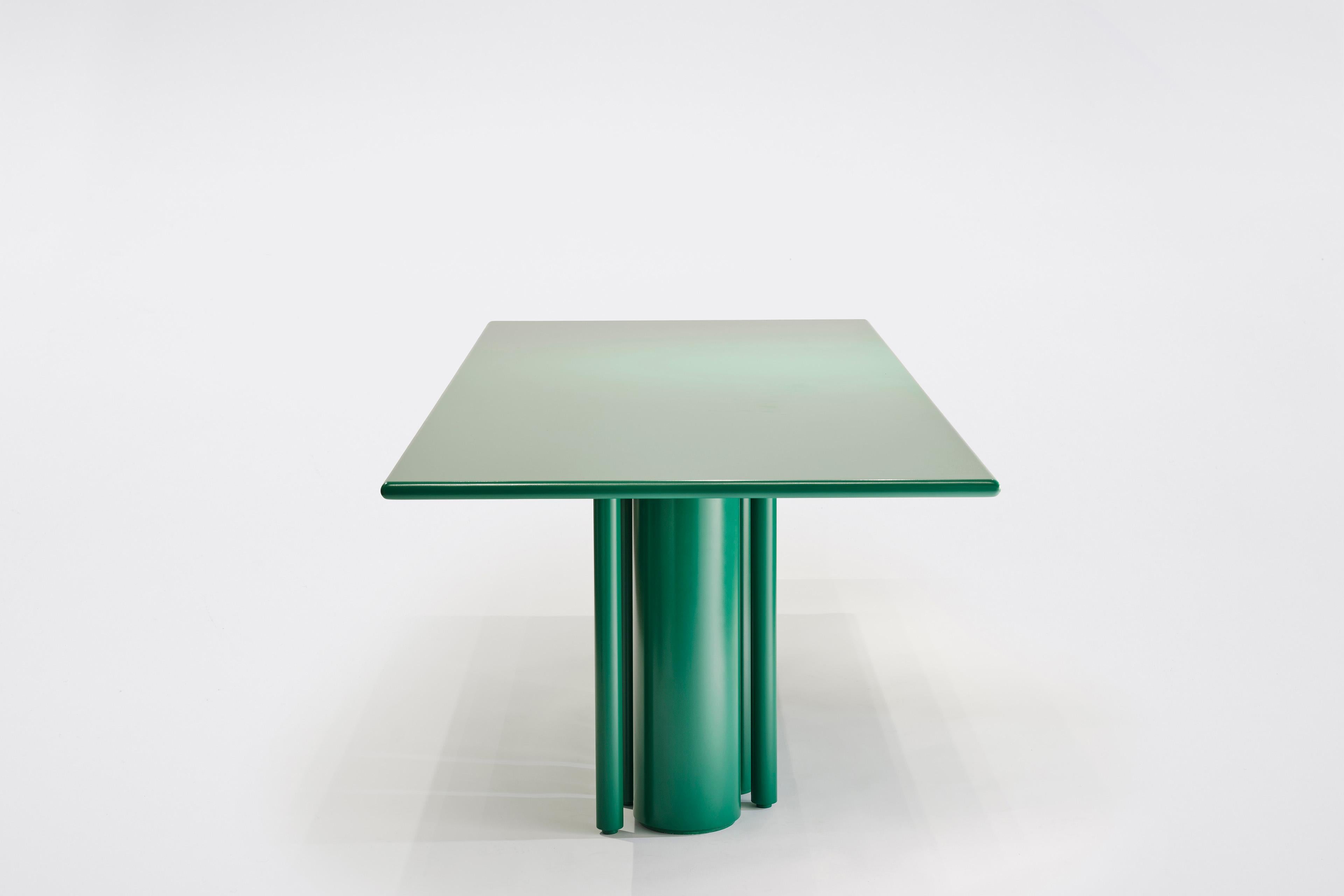 Contemporary Matte Lacquer Dining Table in Green, for SoShiro by Interni For Sale 1